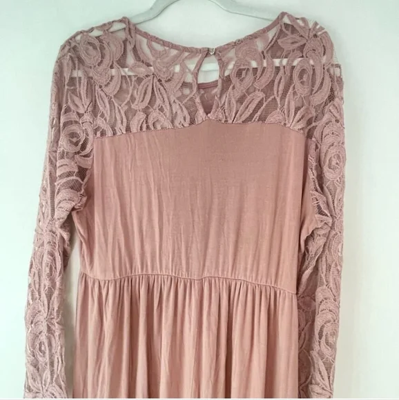 Pinkblush Mauve Lace Sleeve Maxi Dress - Picture 8 of 13